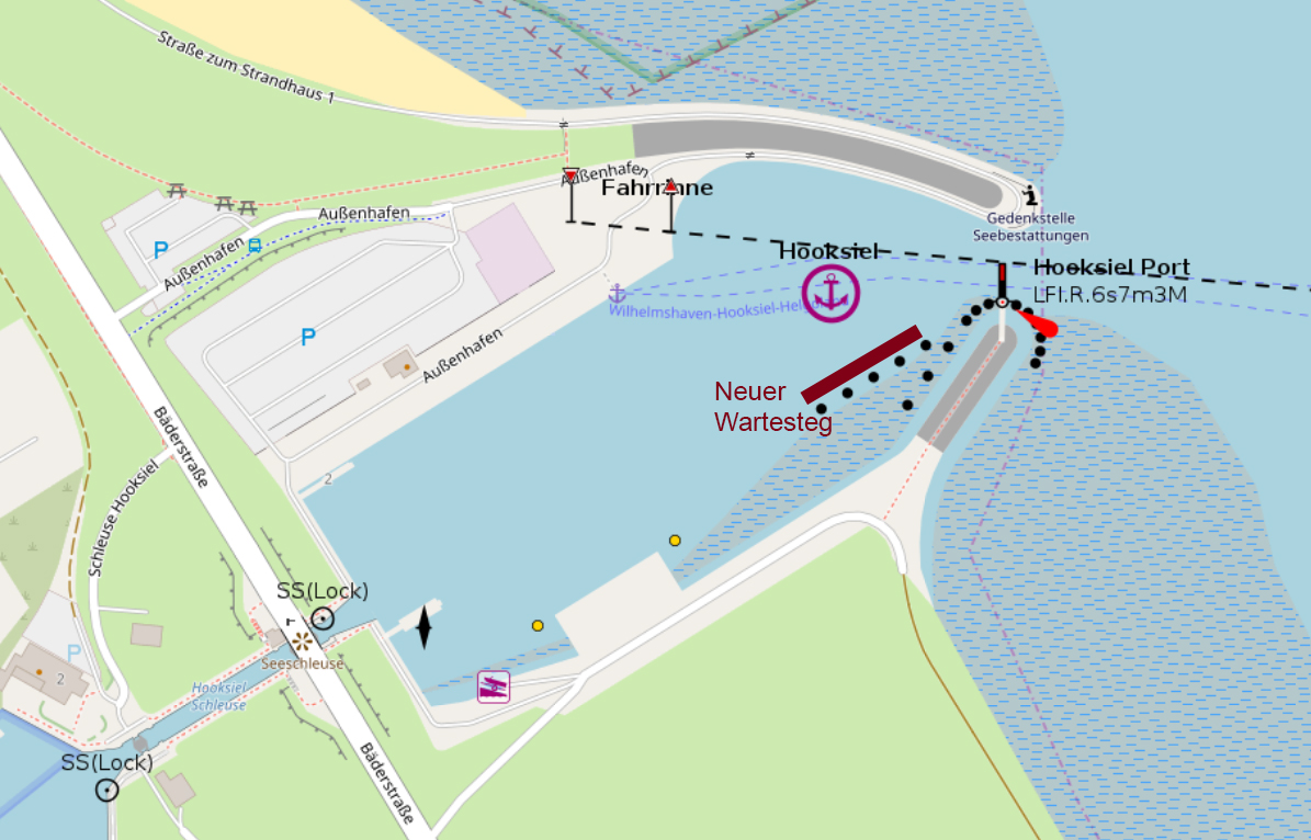 Neuer Wartesteg im Außenhafen Hooksiel